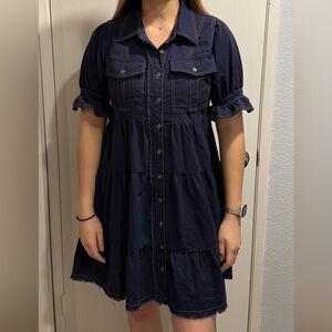 Elegant Navy Blue Casual Dress for Women